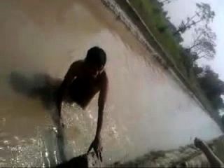 indian bathing naked